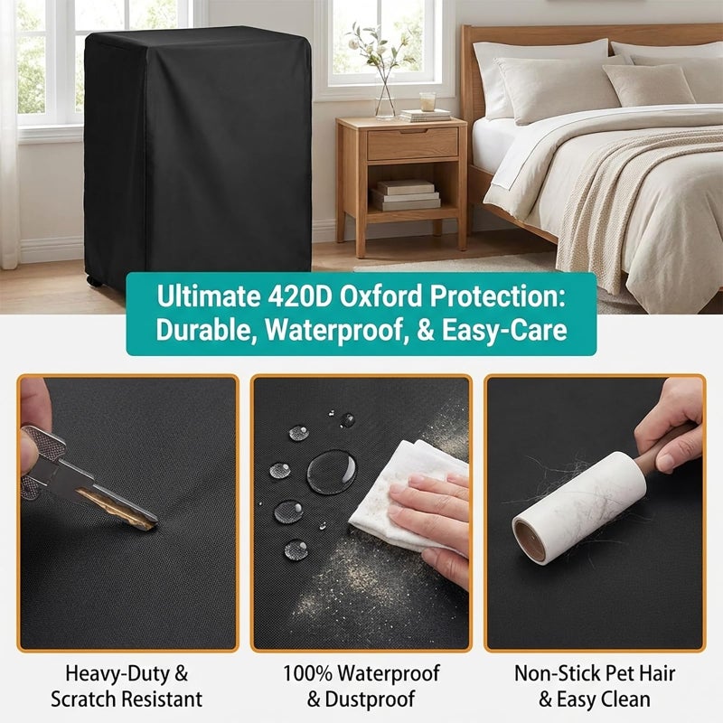 WOMACO Universal Rollaway Bed Cover, Folding Storage Cover Protector (Black, Twin / 38 Inch) - Image 3